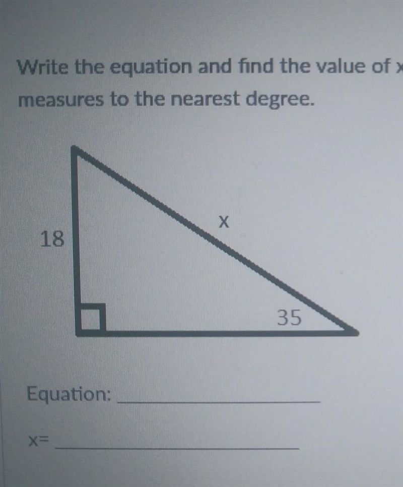 Write the equation and find the value of x. round side length to the nearest tenth-example-1