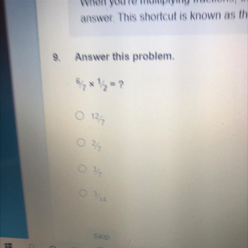 9. Answer this problem. 6 6/²= ? o 12/ 0 24 0 34 03/14-example-1