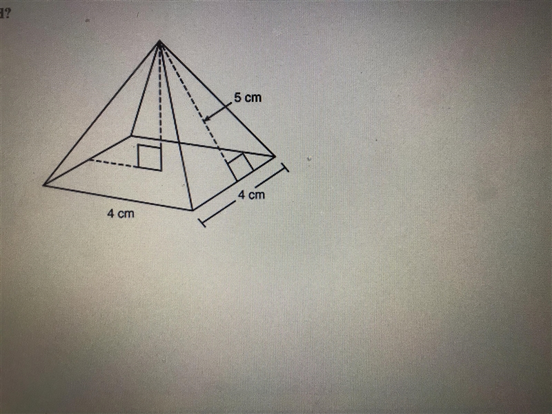 What is the surface area, in square centimeter, of the square pyramid?-example-1