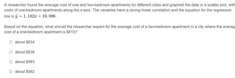 A researcher found the average cost of one and two-bedroom apartments for different-example-1