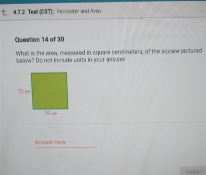 What is the area measured and square centimeters of square picture below​-example-1