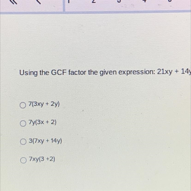 Using the GCF factor the given expression: 21xy + 14y-example-1