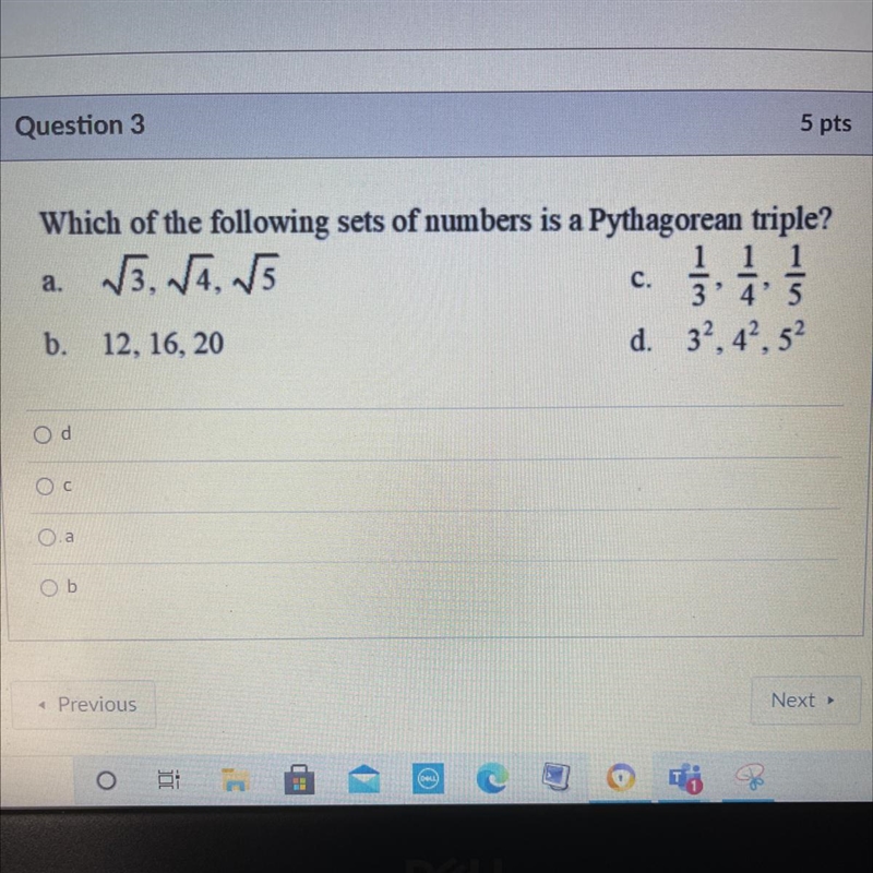 Which of the following sets of numbers is a Pythagorean triple?-example-1