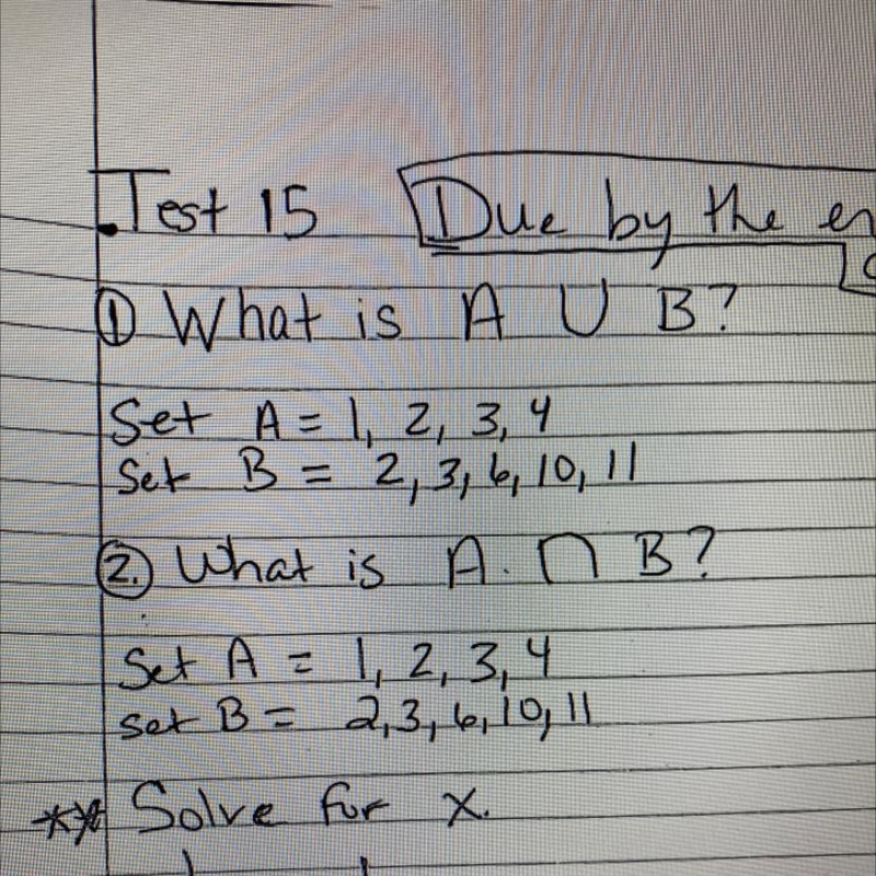 0 What is A U B? Set A = 1, 2, 3, 4 Set B = 2, 3, 6, 10, 11-example-1