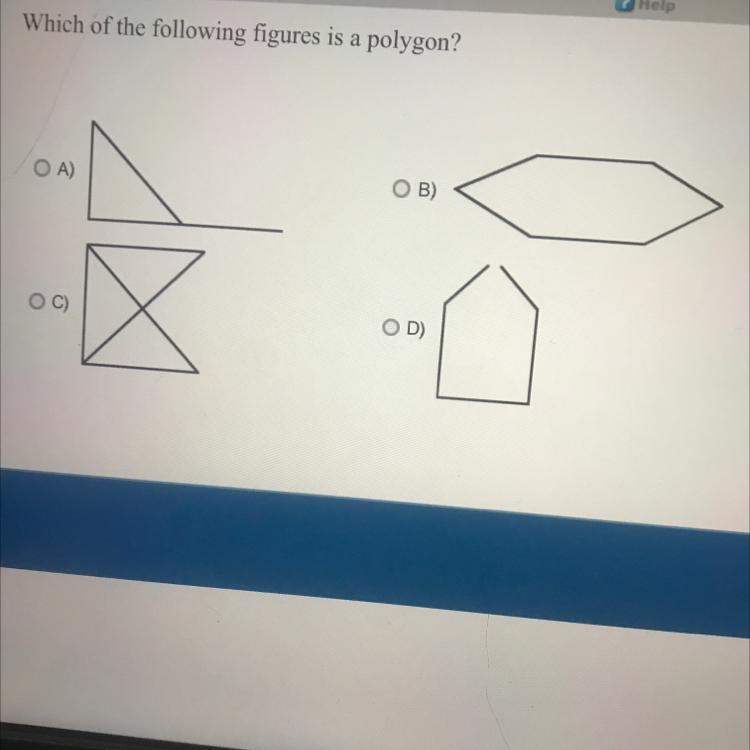 Which of the following figures is a polygon? OA 3 OD-example-1