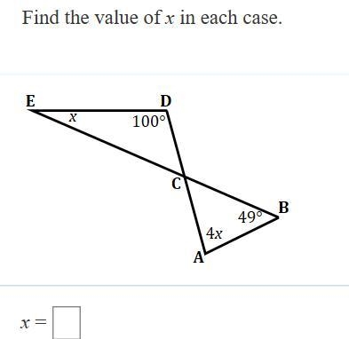 Find the value of x in each case.-example-1