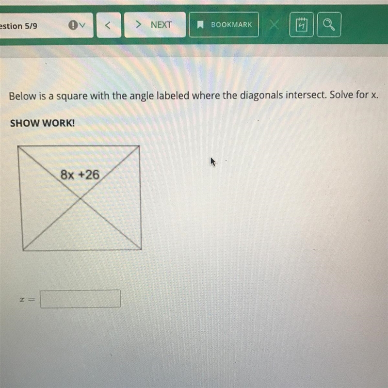 Solve for x and show work!-example-1