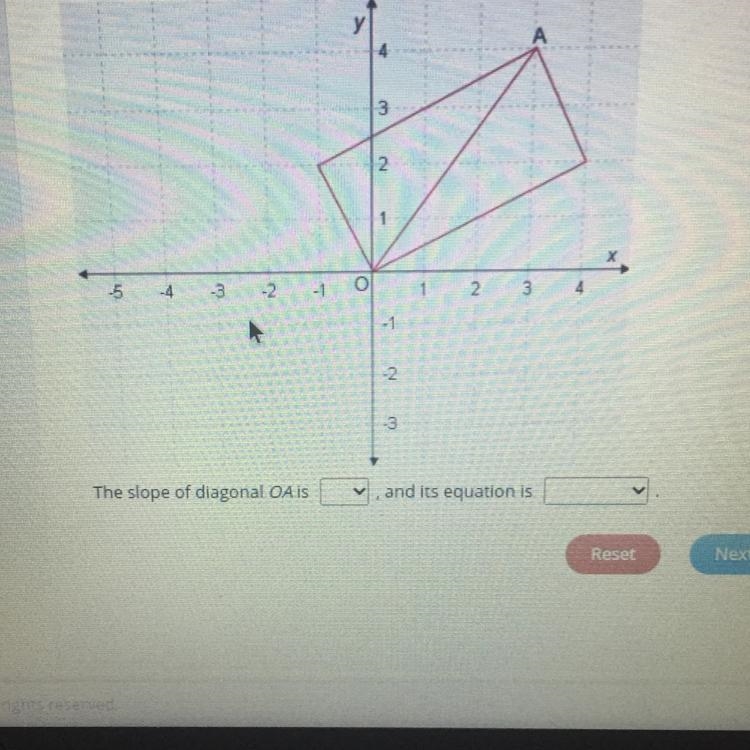 The slope of diagonal OA IS__, and its equation is__-example-1