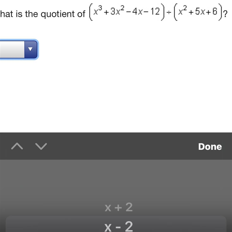 (PLSS HELP) What is the Quotient of ^?? options A. X+2 B.x-2 C.X+6 D.x-6-example-1