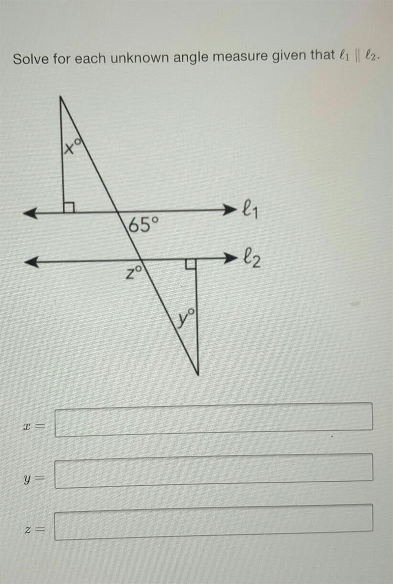 Solve for each unknown angle measure... Please help! This a a test btw so please give-example-1