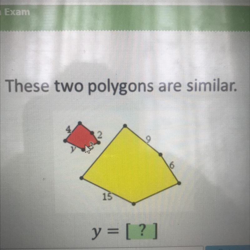 These two polygons are similar. 15 y = [?] PLS HELP ME-example-1