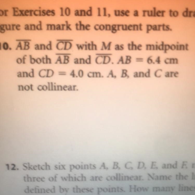 AB and CD with M as the midpoint of both AB and CD AB = 6.4 cm and CD = 4.0 cm , A-example-1