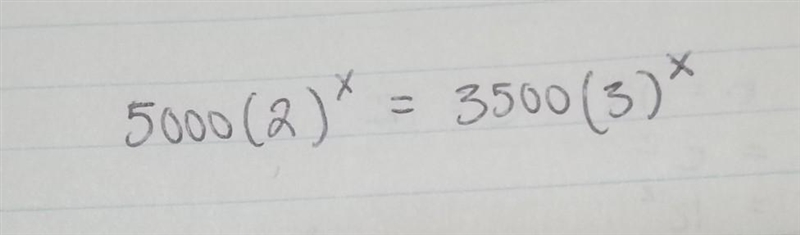 Solve for x. 5000(2)^x = 3500(3)^x​-example-1