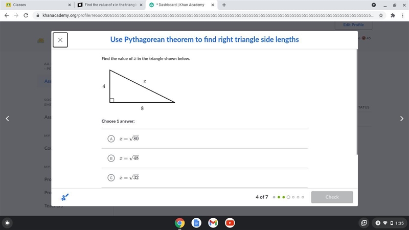 Find the value of x in the triangle shown below. a. x=80 b. x=48 c. x= 32 d. x=12-example-1