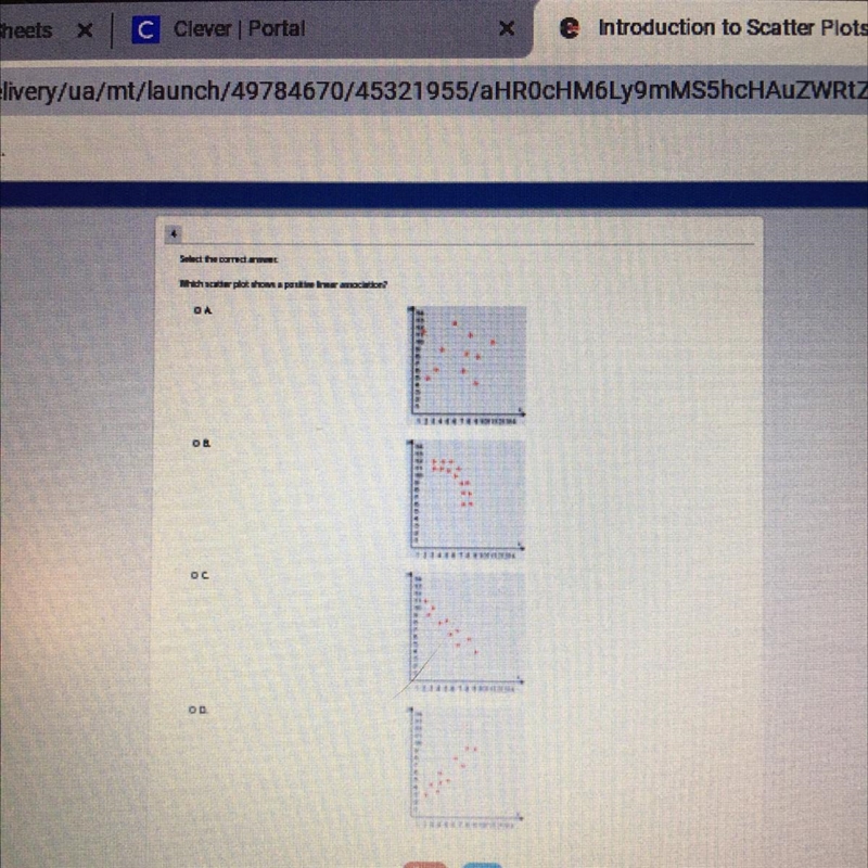 Which one shows a positive linear association?-example-1