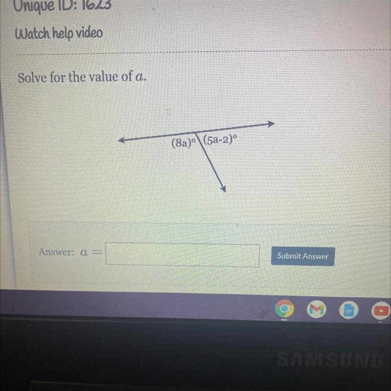 Solve for the value of a. (8a)•\(5a-2) Answer: a = Submit Answer о attempt 1 out o-example-1