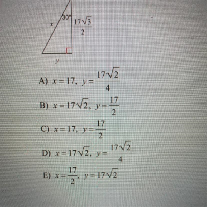 9) 1713 2 1712 A) X= 17, y = 4 17 B) x= 1772, y = C) <= 17, y=" D) x= 1772, y-example-1