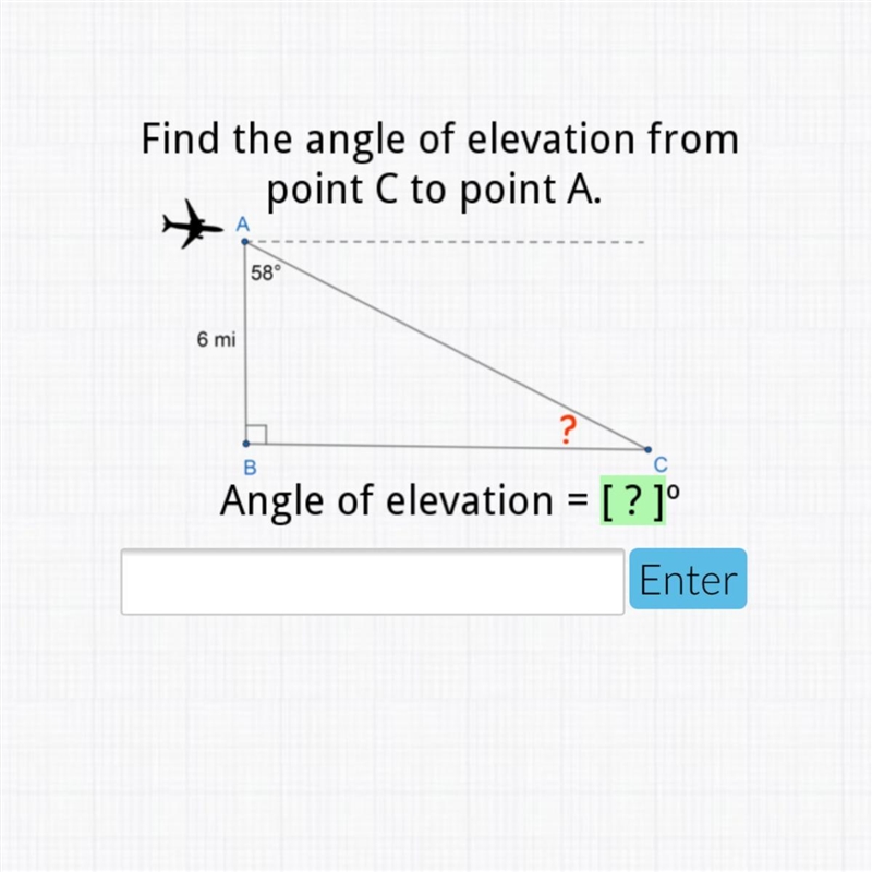 Find the angle of elevation from c to a-example-1