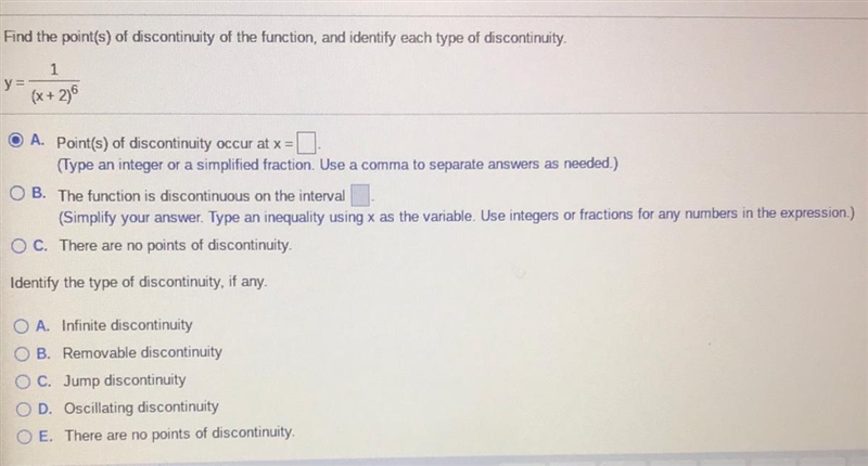 I need some help please (multiple choice). Find the points of discontinuity-example-1