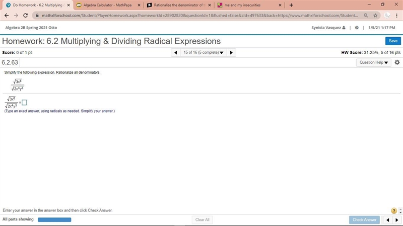 Simplify the following expression. Rationalize all denominators.-example-1