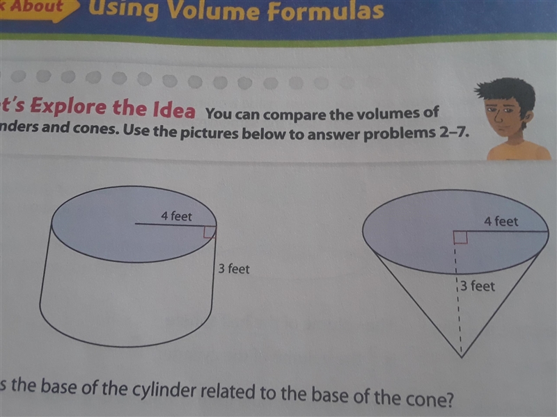 Find the volume of the cone. A. 150.72 CUBIC FEET b.50.24 cubic feet C.200.96 CUBIC-example-1