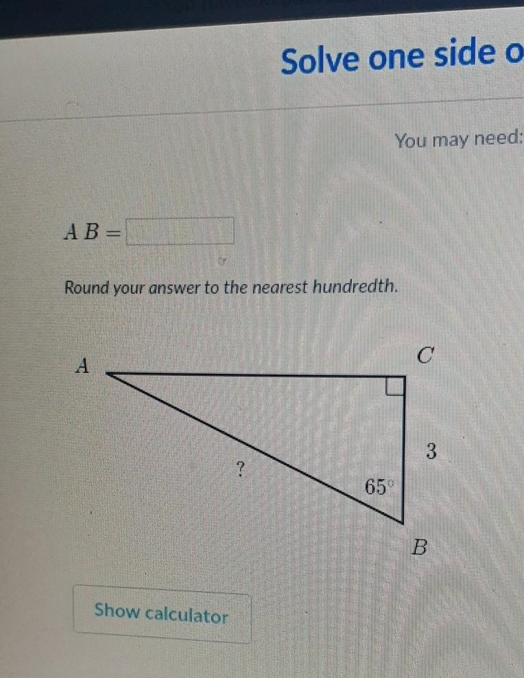 AB= Round your answer to the nearest hundredth. 3 3 65 B​-example-1