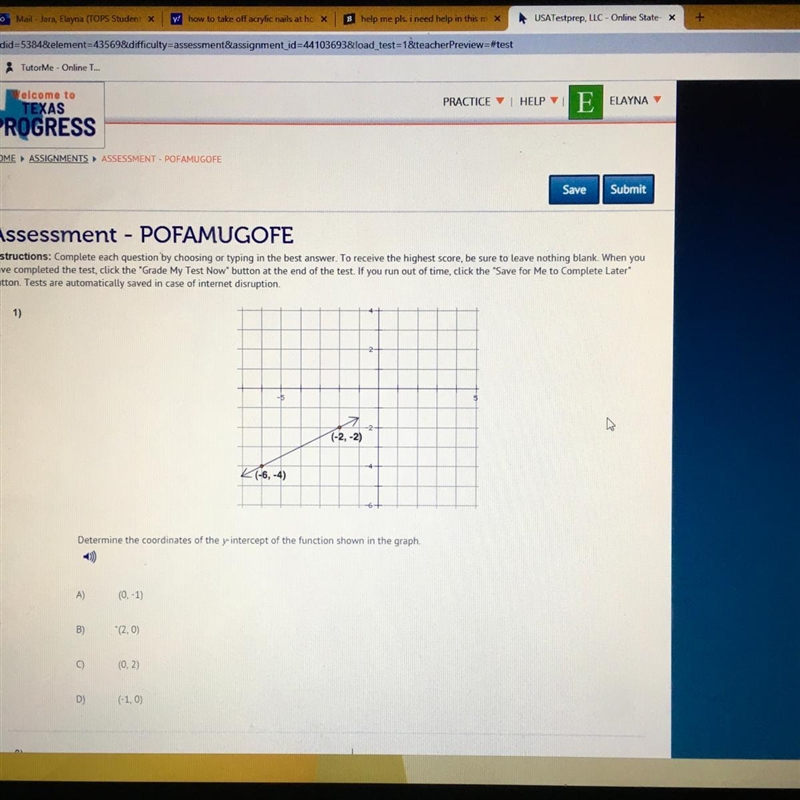 Determine the coordinates of the y-intercept of the function shown in the graph. A-example-1