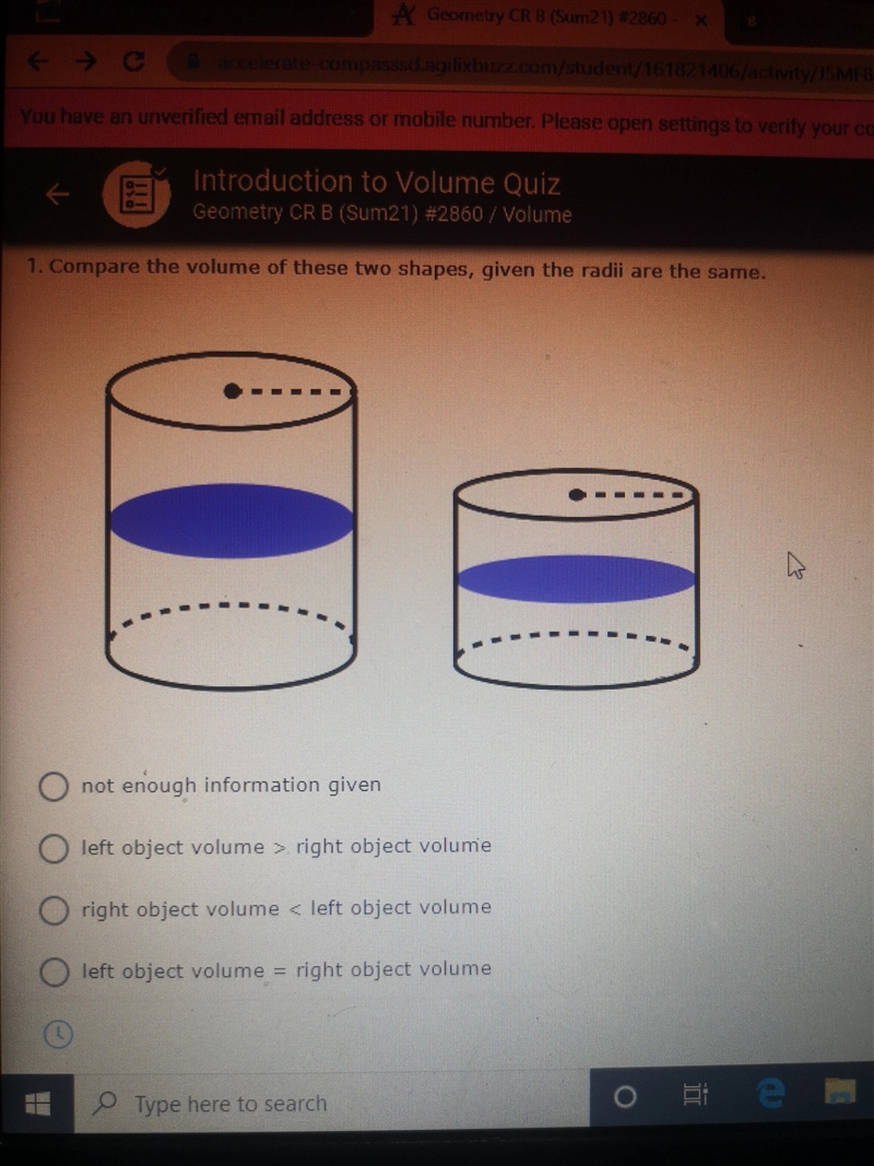 HELP ASAP Compare the volume of these two shapes, given the radii are the same.-example-1