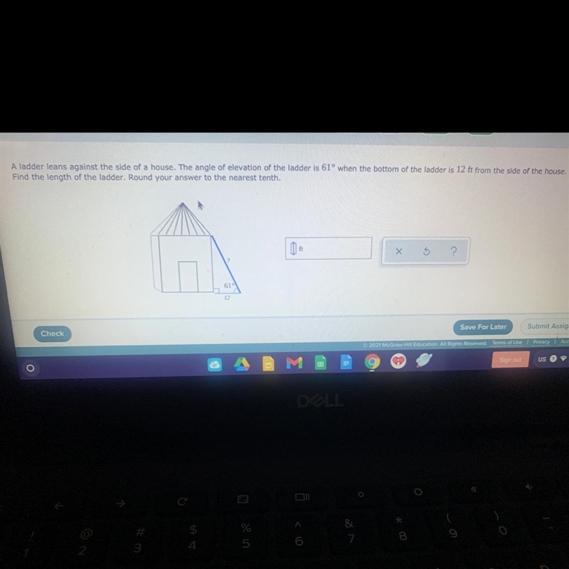 A ladder leans against the side of the house. The angle of elevation of the ladder-example-1