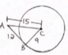 How would I determine whether AB is tangent to oc? The o is a circle dot-example-1