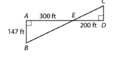 Andy wants to find the distance across a river. In order to find the distance CD, Andy-example-1