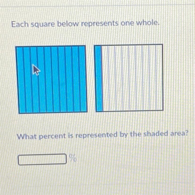 Each square below represents one whole. What percent is represented by the shaded-example-1