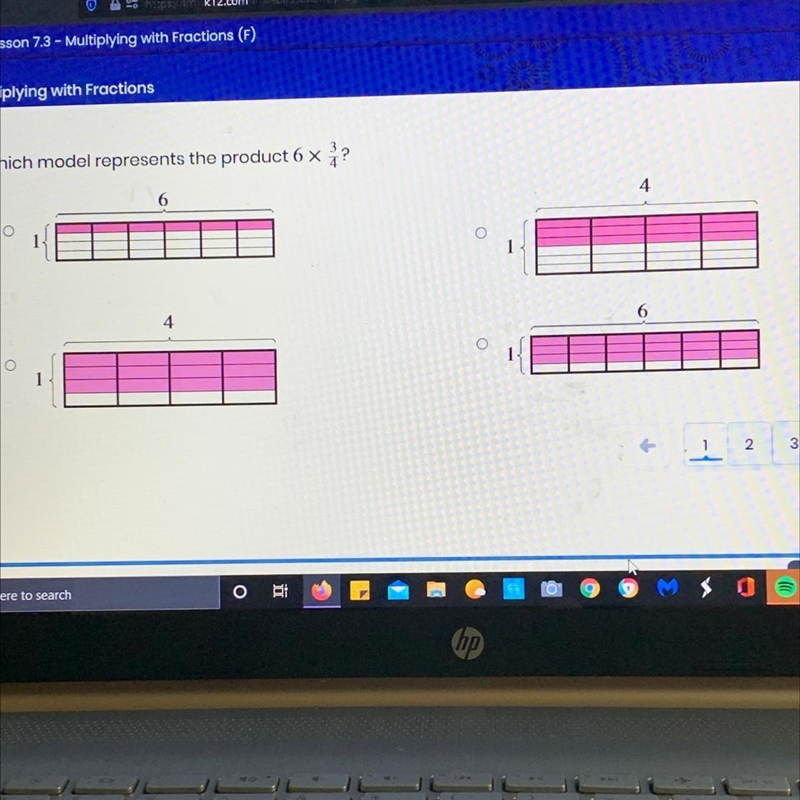 14 POINTS!! Which model represents the product 6 x 3/4?-example-1