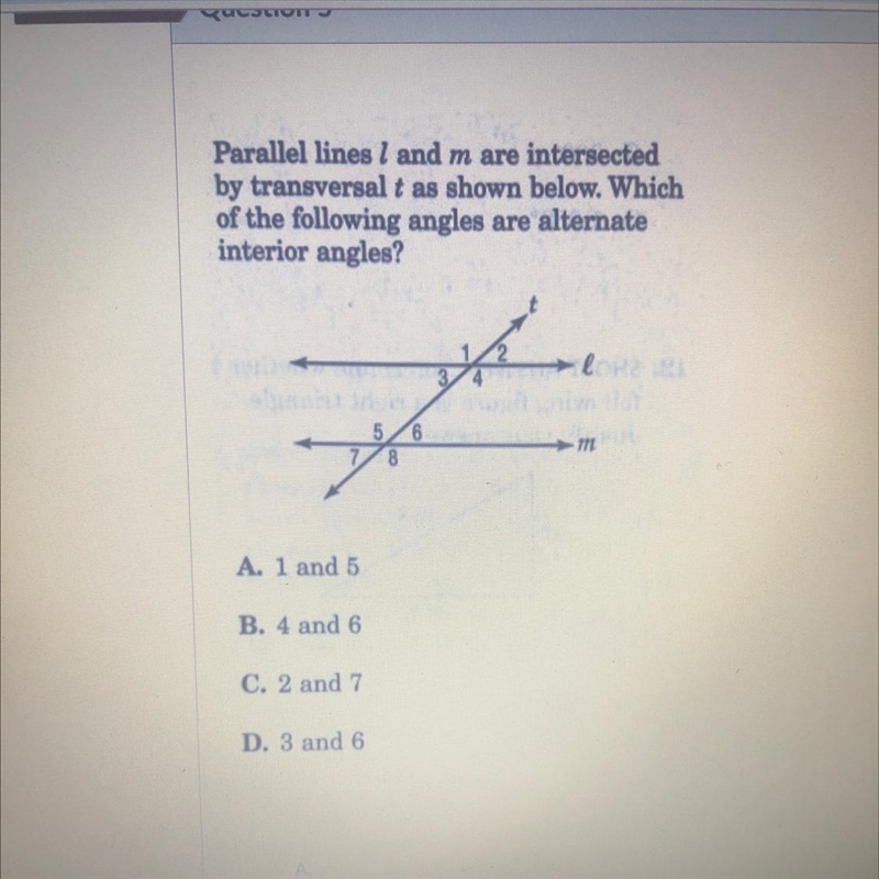 PLEASE HELP!!!: Parallel lines 1 and m are intersected by transversal t as shown below-example-1