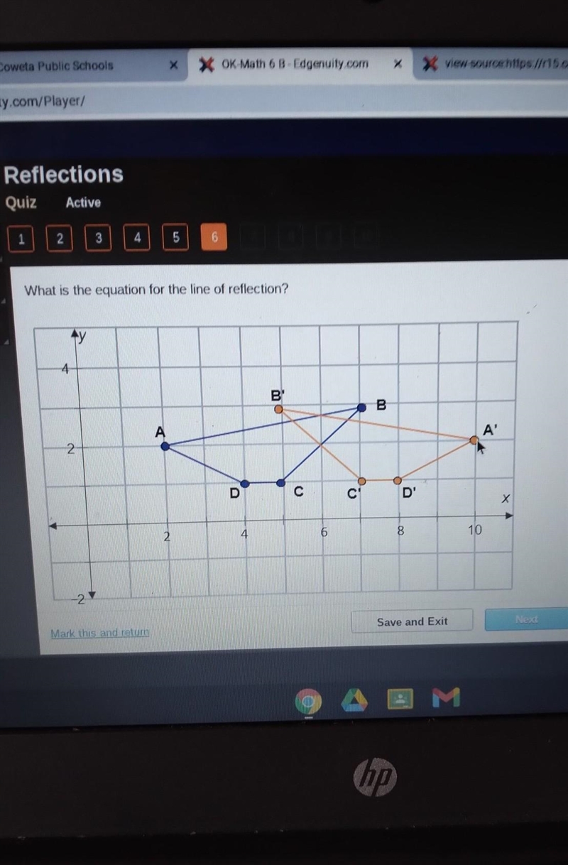 What is the equation for the line of reflection? ​-example-1