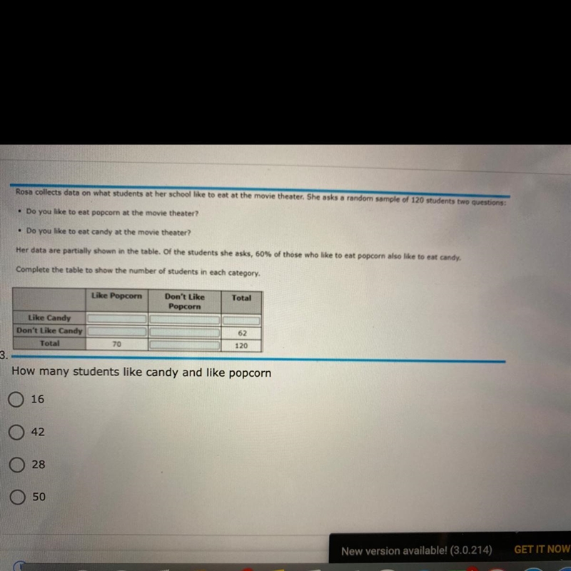 Rosa collects data on what students at her school like to eat at the movie theater-example-1