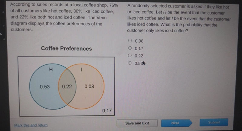 According to sales records at a local coffee shop, 75% of all customers like hot coffee-example-1