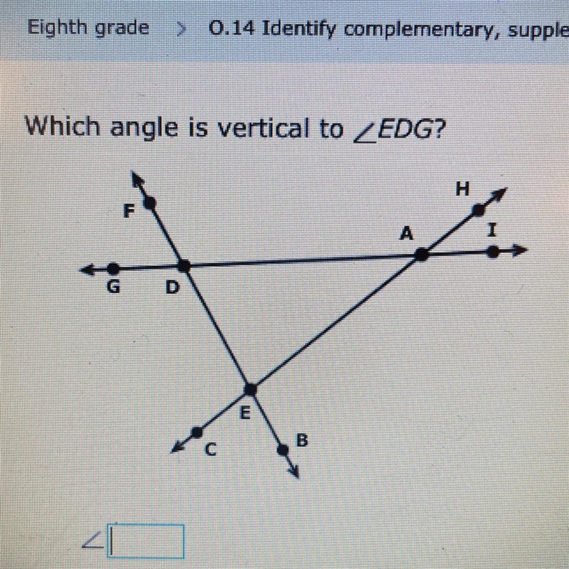 Which angle is vertical to EDG?-example-1