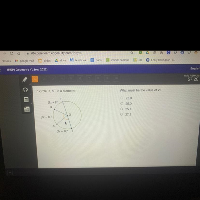 How do i do this, find the value of x in a circle-example-1