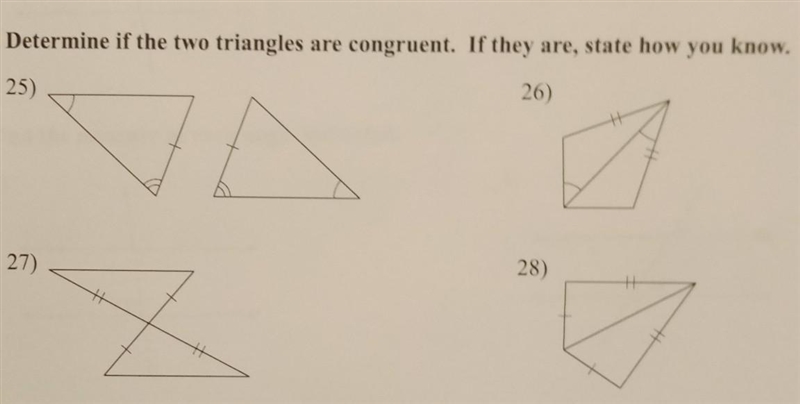 Determine if the two triangles are congruent. If they are State how you know. NO LINKS-example-1