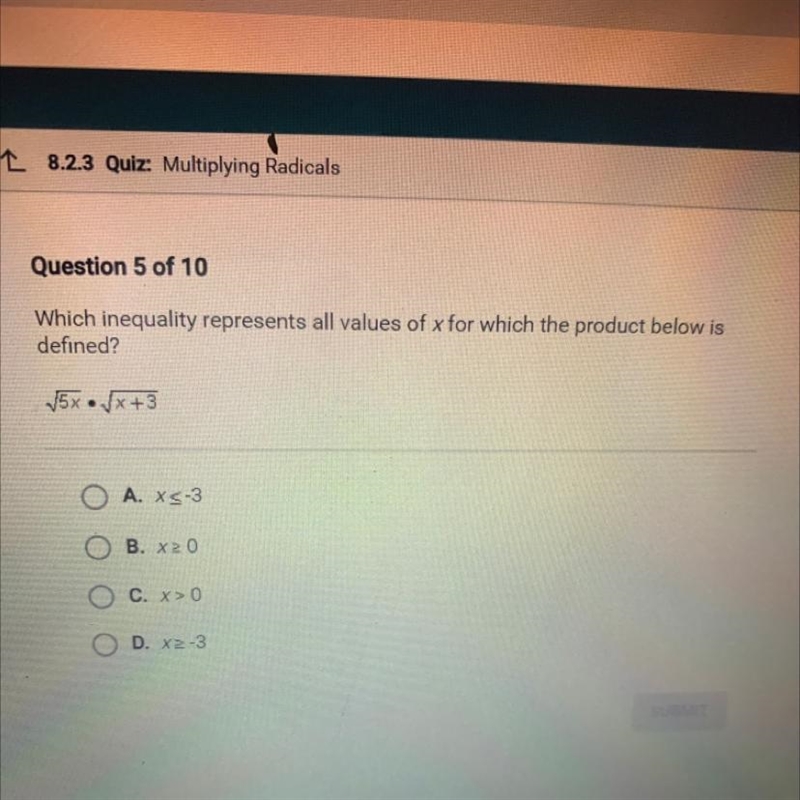 Which inequality represents all values for X for which the product below is defined-example-1