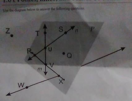 Name two points that are not contained in or lying in plain p provide at least two-example-1