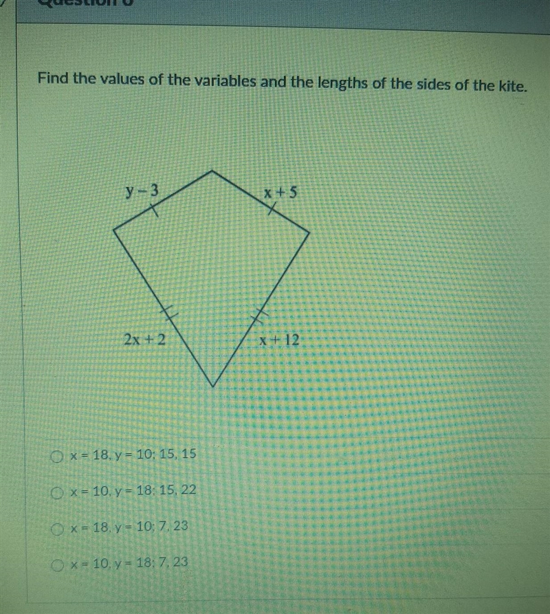 Find the values of the variables and the lengths of the sides of the kite.​-example-1