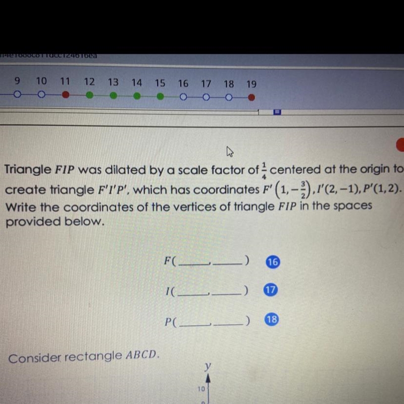 7. Triangle FIP was dilated by a scale factor of centered at the origin to create-example-1