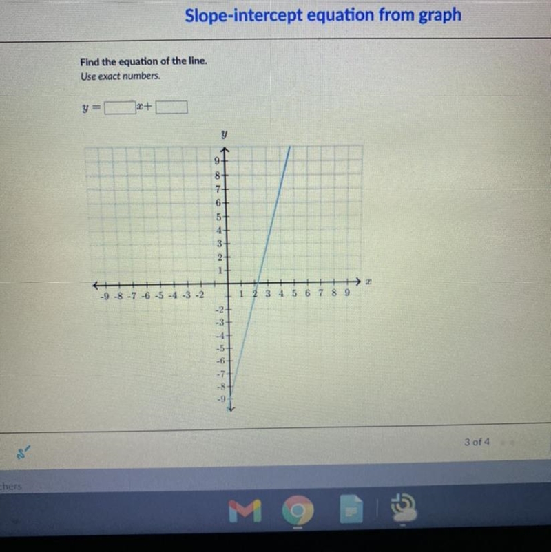 Slope-intercept equation from graph-example-1