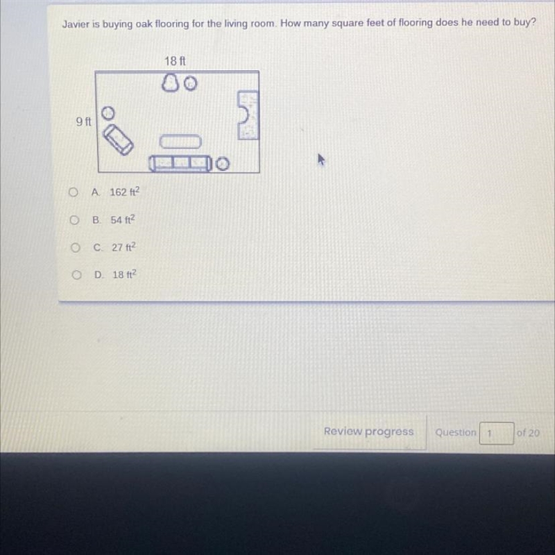Javier is buying oak flooring for the living room. How many square feet of flooring-example-1