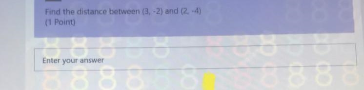 Find the distance between (3,-2) and (2,-4)-example-1