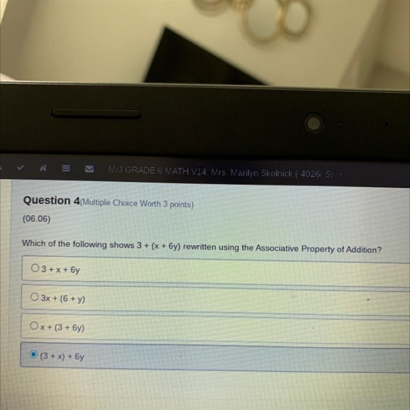 Question 4(Multiple Choice Worth 3 points) (06.06) Which of the following shows 3+ (x-example-1