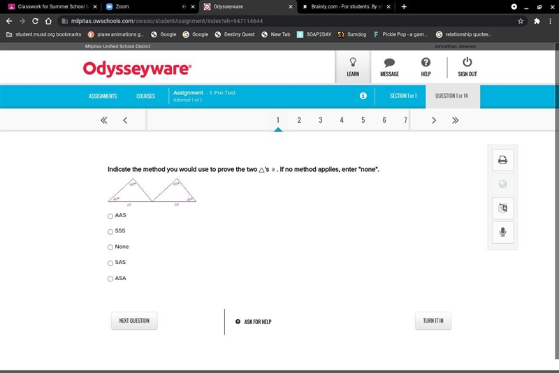 Indicate the method you would use to prove the two 's . If no method applies, enter-example-1