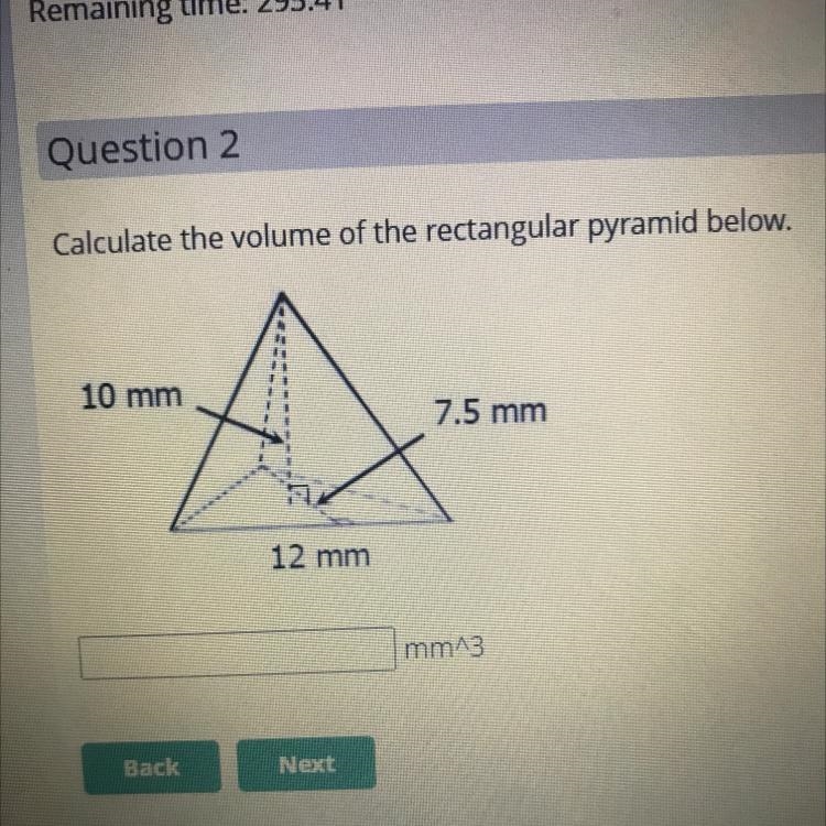 Calculate the volume of the rectangular pyramid below-example-1